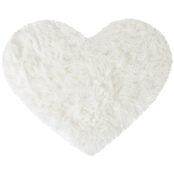 Heart Shaped Faux Fur Throw Rug Bedroom Fluffy Floor Mat Snow White 2.3ftx3ft - Picture 1 of 6